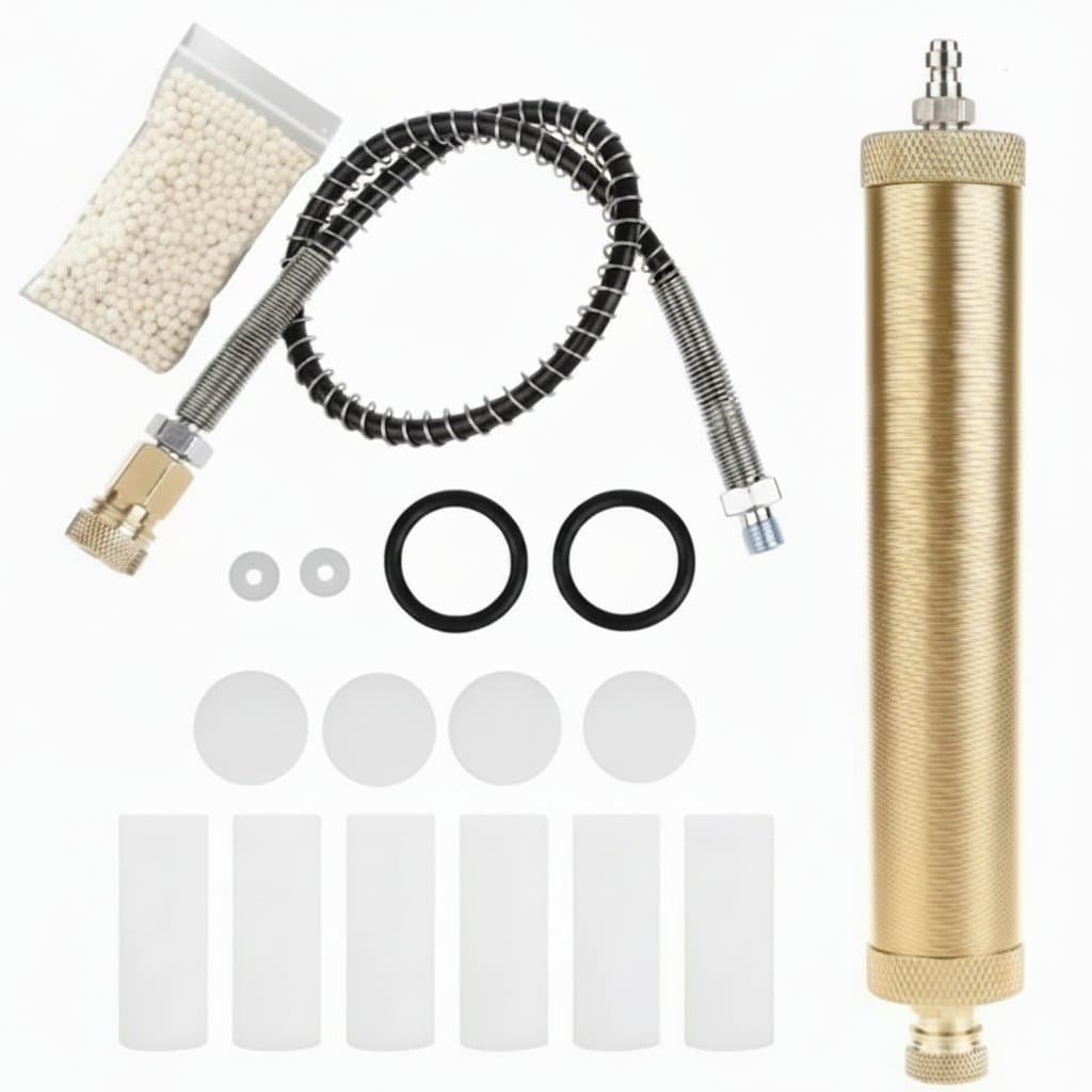 Efficient high pressure air compressor filter with water and oil separator for industrial pneumatic systems.