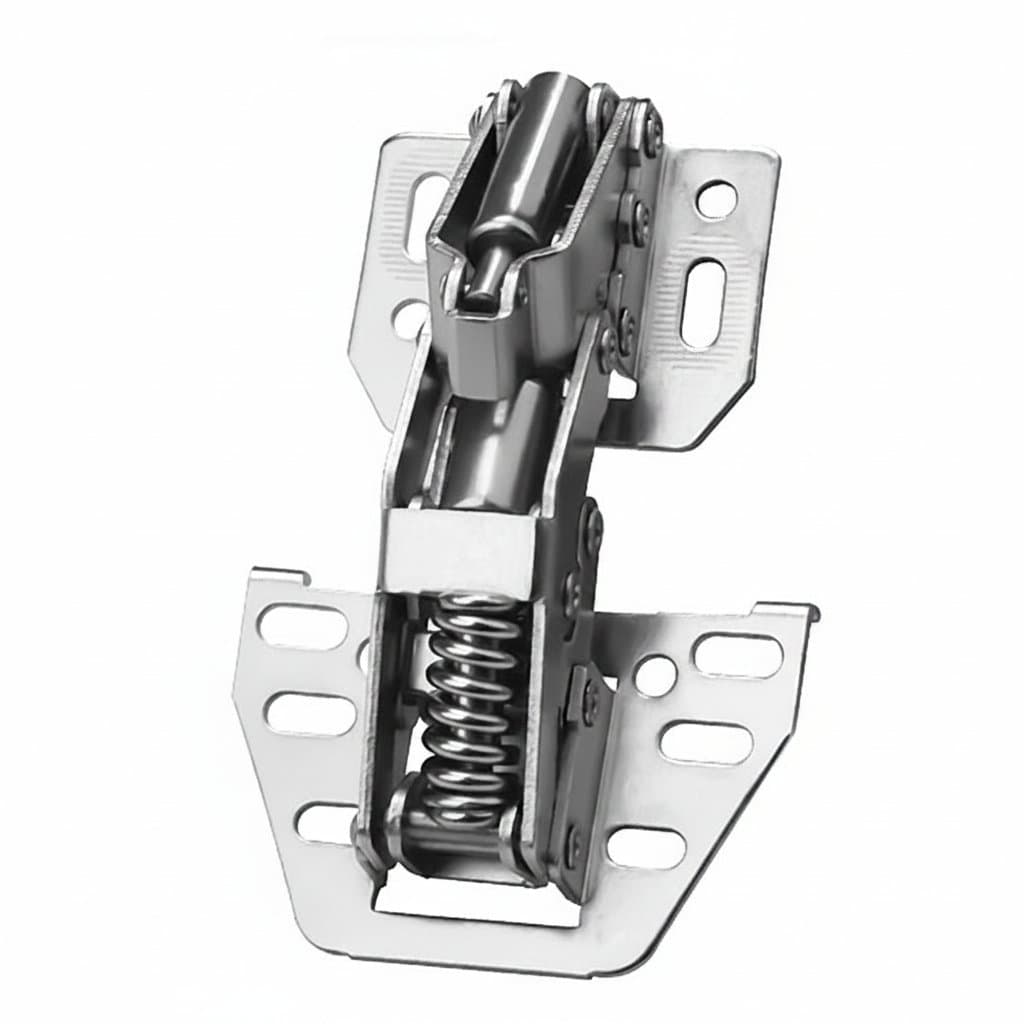 Hydraulic soft-closing cabinet hinge with damper buffer mechanism for smooth, quiet door closing in kitchens and furniture.