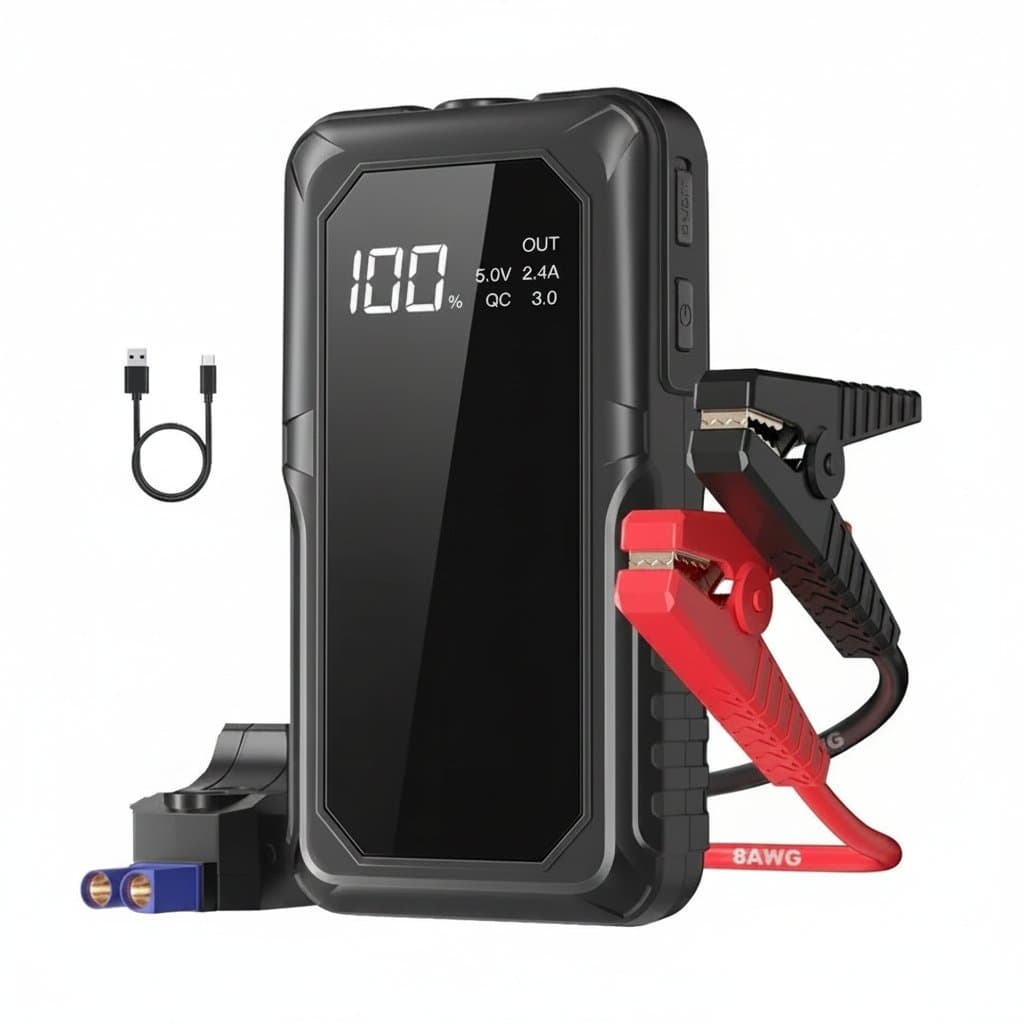 PAIVIROKU 2000A Peak Jump Boxes for Cars (12V 8L Gas/6.5L Diesel Engine) with fast wireless charging jump starter battery pack, functioning as a remote car starter.