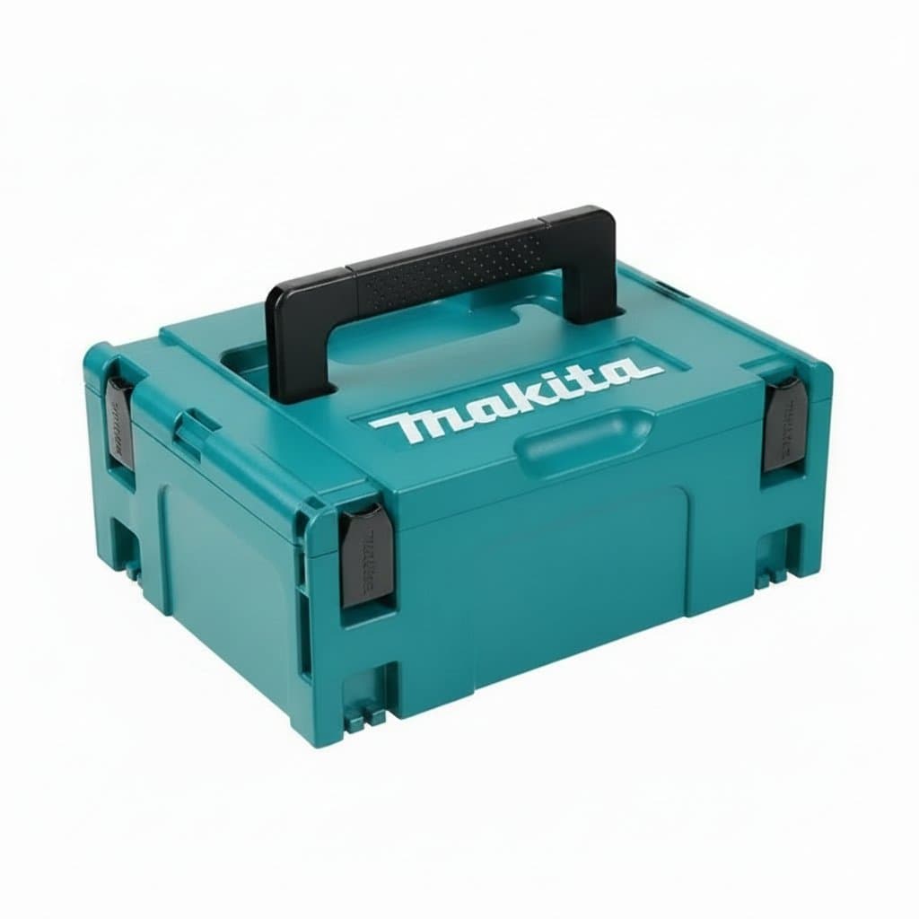 Makita Makpac interlocking medium case with stackable design, sturdy construction, and large capacity for professional tool storage.
