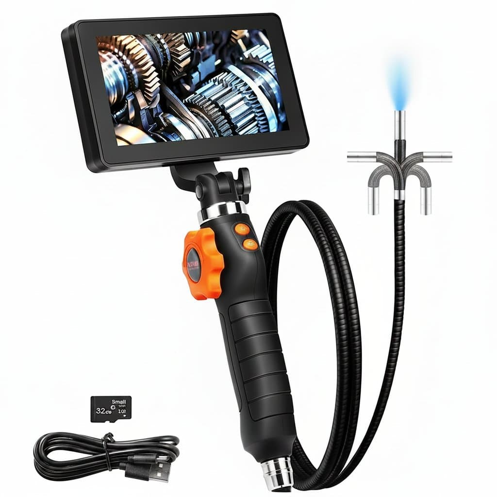 Articulating Borescope Camera | Two-Way 6.4mm Lens | 5-inch Inspection Endoscope - Professional Grade Tool