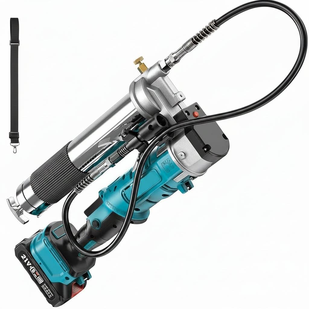 Seesii 12000PSI Electric Grease Gun Kit with 5.3oz/min flow rate, compatible with Makita 18V battery for automotive and machinery maintenance.