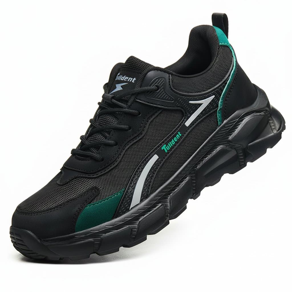Men's fashionable safety shoes with puncture-resistant soles and protective features for industrial work environments.