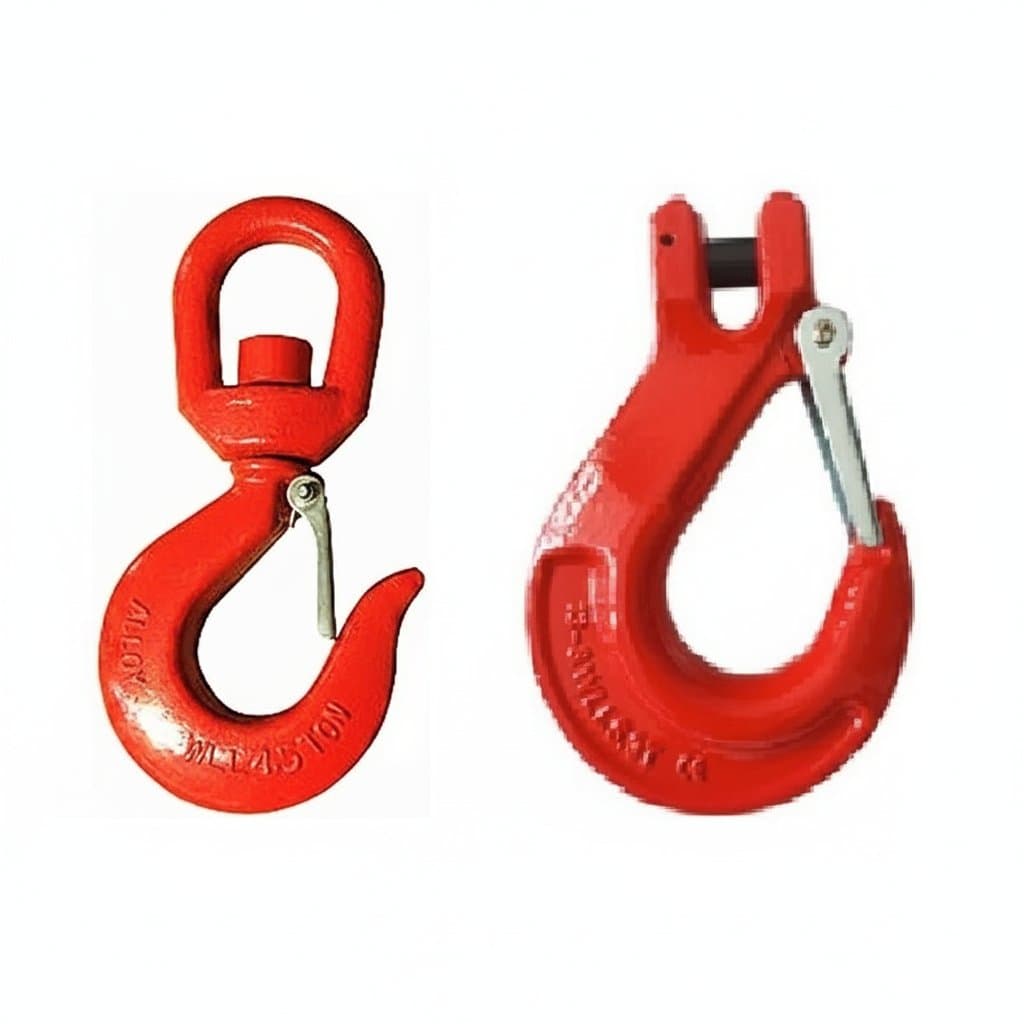 1.12 to 3-Ton swivel sling hook with safety latch for industrial lifting, made from forged alloy steel for crane and winch rigging.