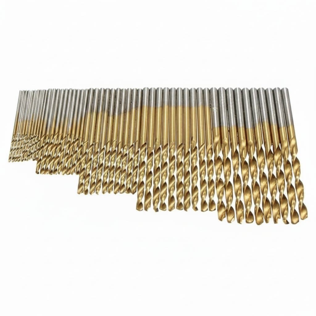 KUNLIYAOI 100-piece titanium coated HSS mini extractor bit set for metal, wood, and aluminum drilling, sizes 1mm to 3mm.