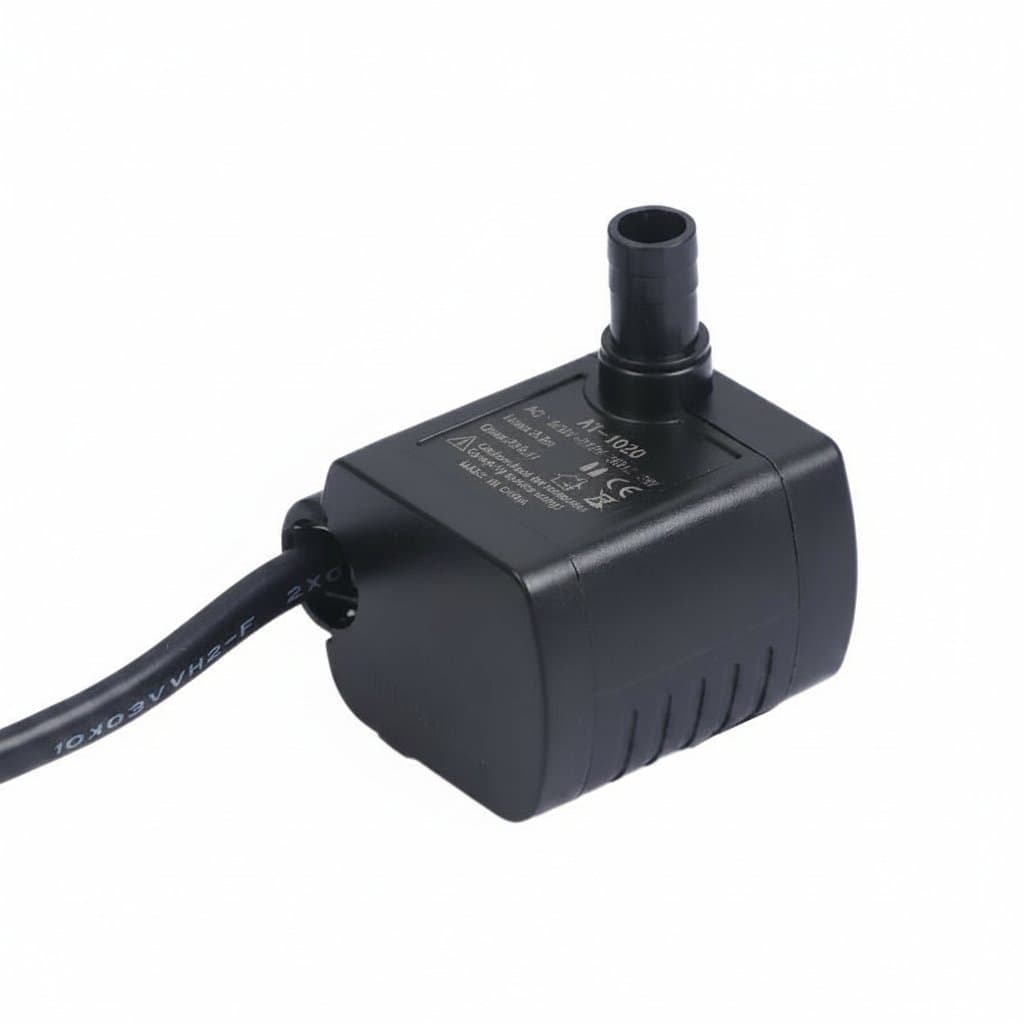220V AC mini submersible pump for tabletop fountains and indoor water features, suitable for DIY crafts and decorative water displays.