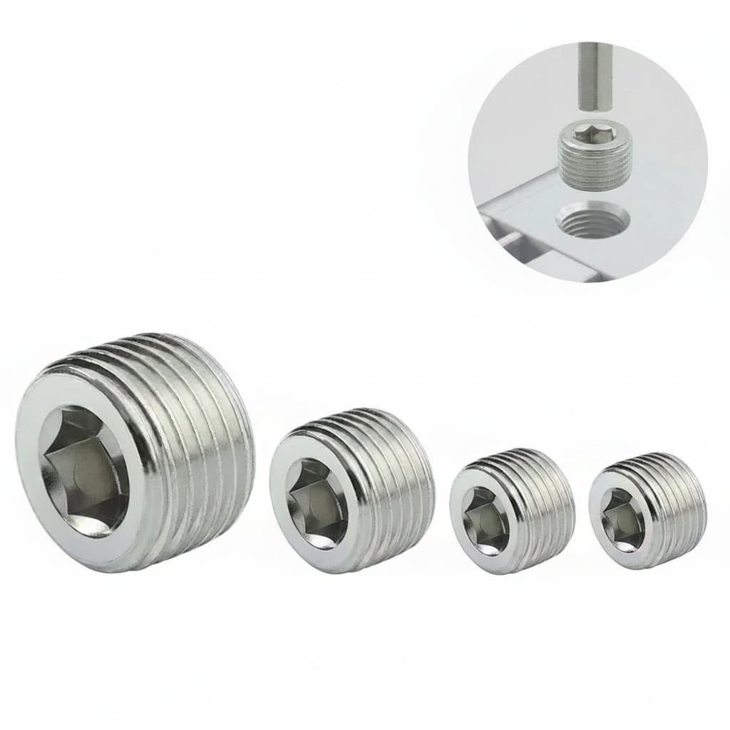 Pneumatic End Stop Plug Kit | BSP Threaded Male Connectors | 5-Piece Repair Set
