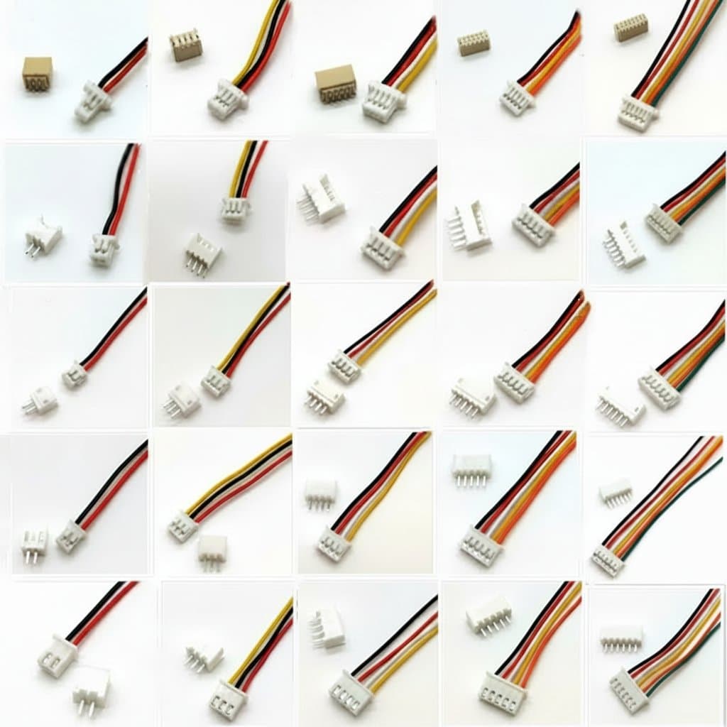 SH1.0 JST1.25 ZH1.5 PH2.0 XH2.54 connector kit with male and female plugs in 2 to 10 pin sizes, includes cables in 10cm, 20cm, and 30cm lengths.