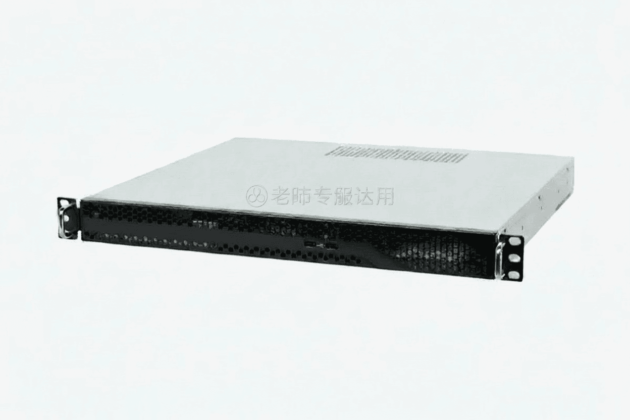 IW-RA100 1U compact rack server cabinet for industrial automation, featuring a sturdy metal enclosure with ventilation and mounting hardware.