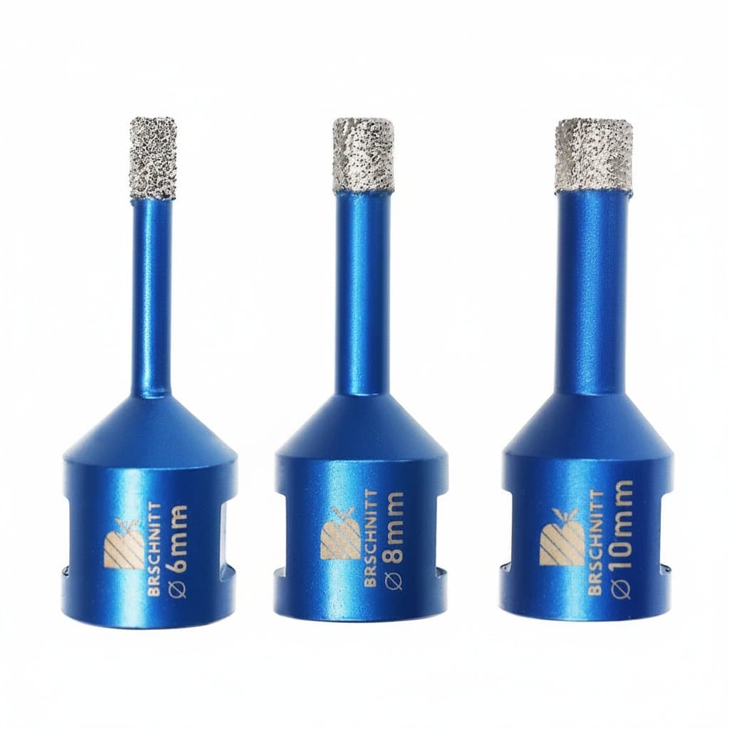 BRSCHNITT diamond core drill bit for porcelain tile, granite, and marble, showing durable carbide teeth and robust steel shank.