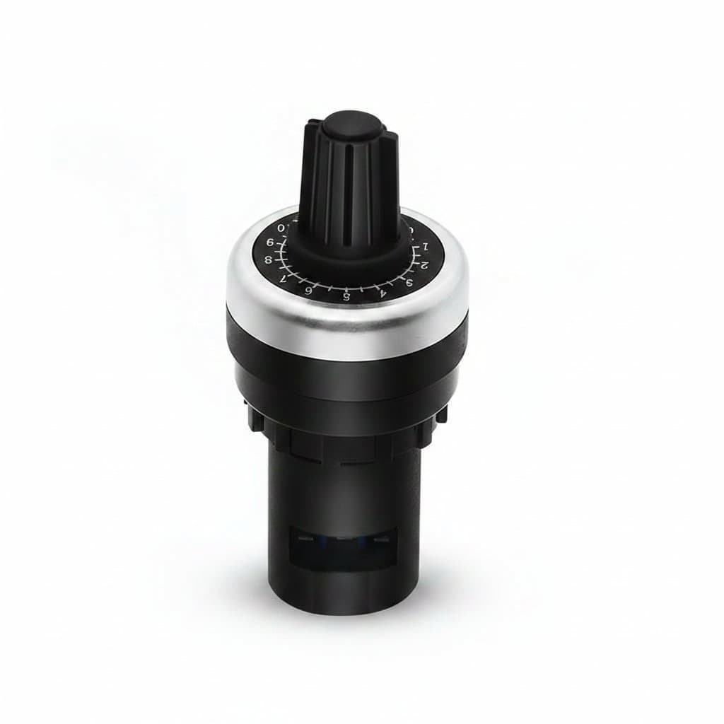 22mm rotary potentiometer with 1K to 500K ohm resistance options for precise speed and voltage adjustment, featuring a metal knob.