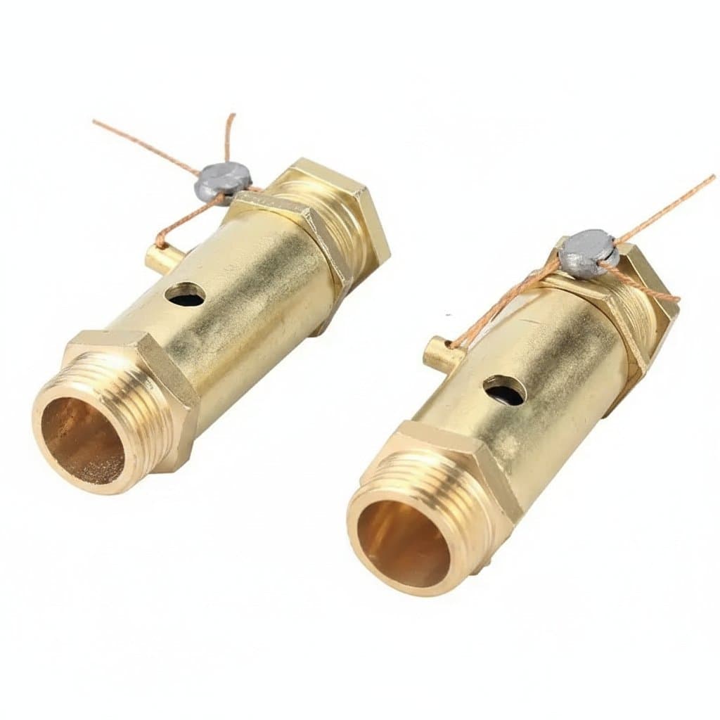 Double check valve: two identical brass components on a plain light background.