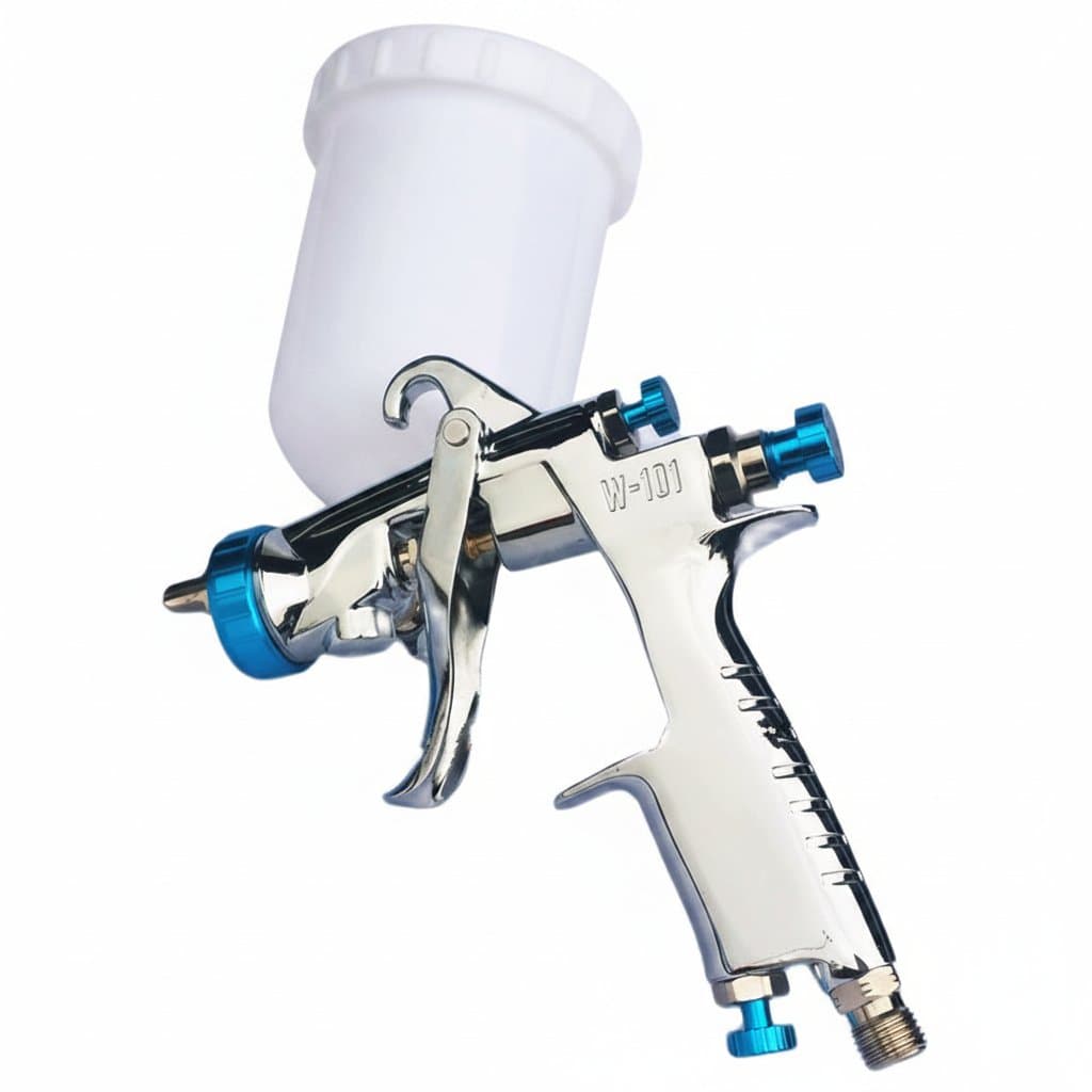 W-101 manual air spray gun with 1.3mm and 1.5mm nozzle options, designed for professional car and furniture coating applications.