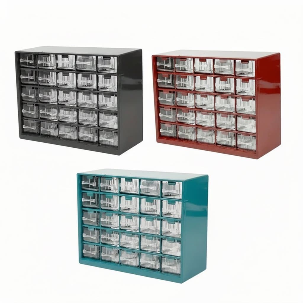 Wall-Mounted Screw Organizer | 25 Multi-Grid Drawer Parts Box | Electronic Components Storage Case