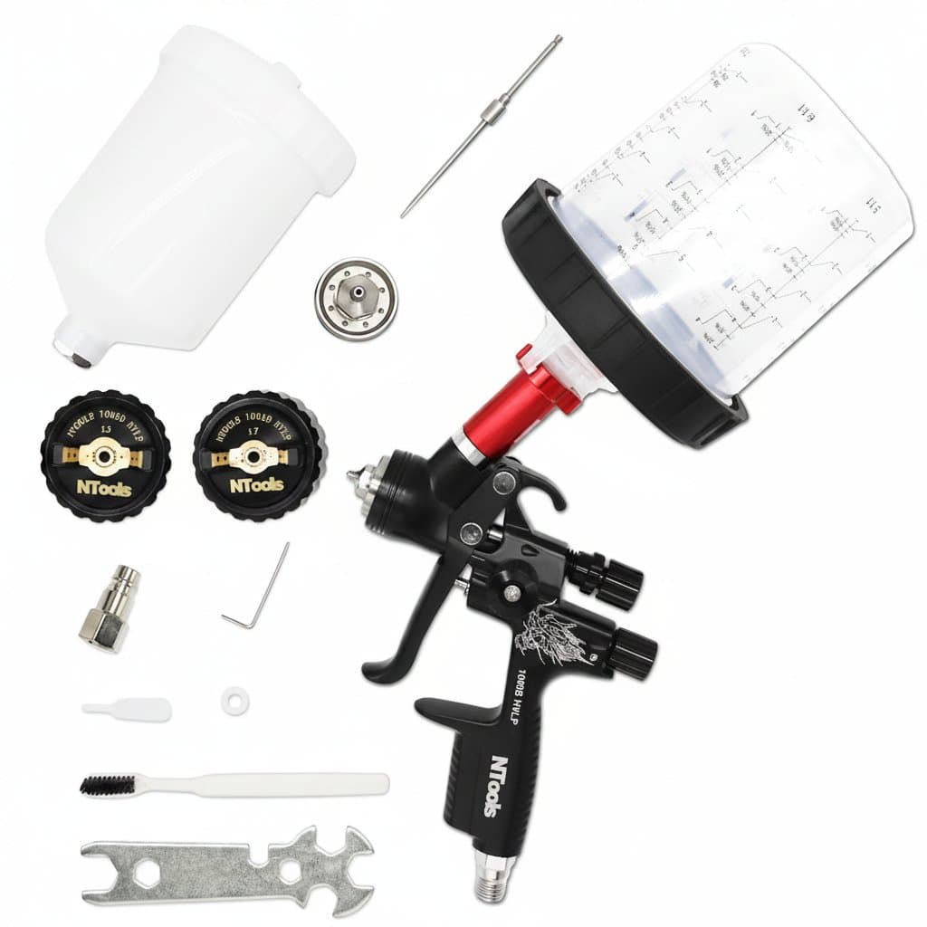 HVLP Spray Gun Kit | 1.3 & 1.7mm Nozzles with Mix Tank | Car Repair & Water-Based Paint
