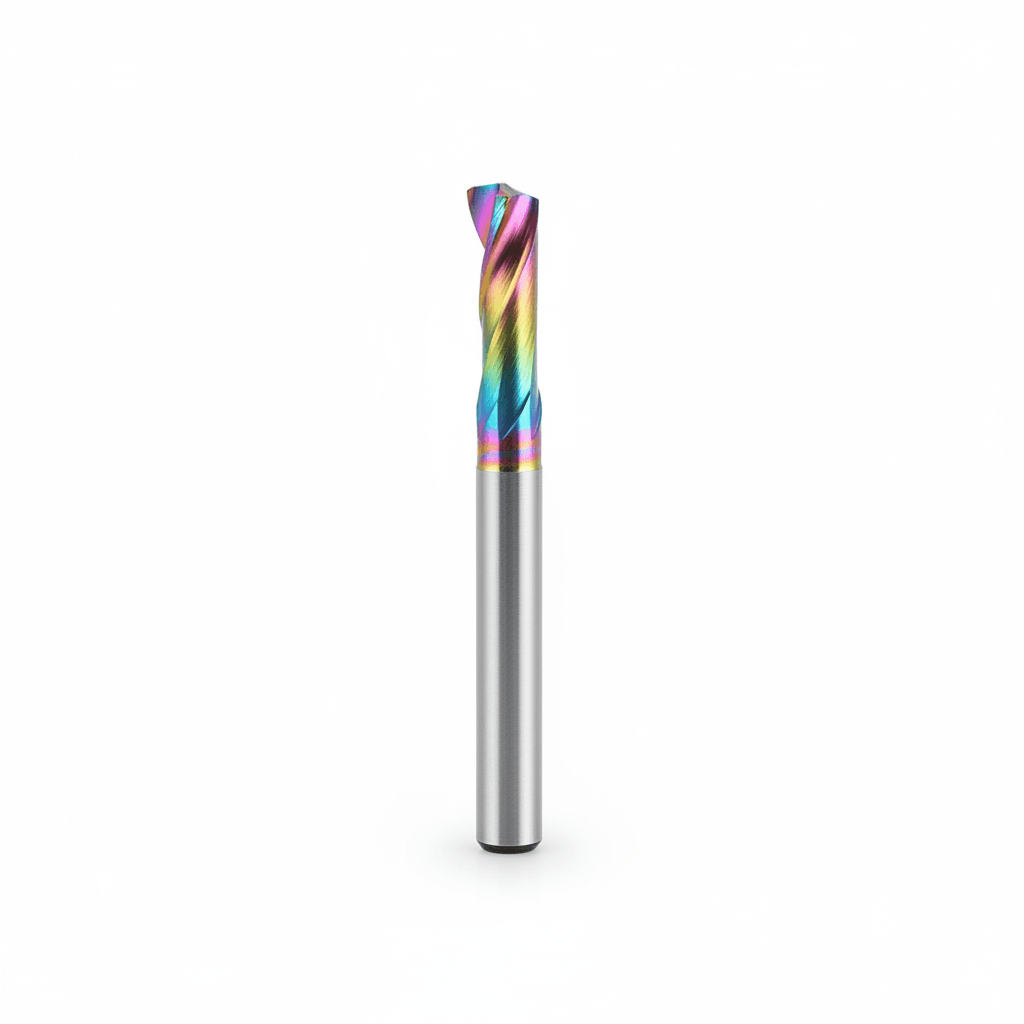 A single flute DLC coated end mill, 3.175mm diameter, designed for precise aluminum milling and CNC engraving.