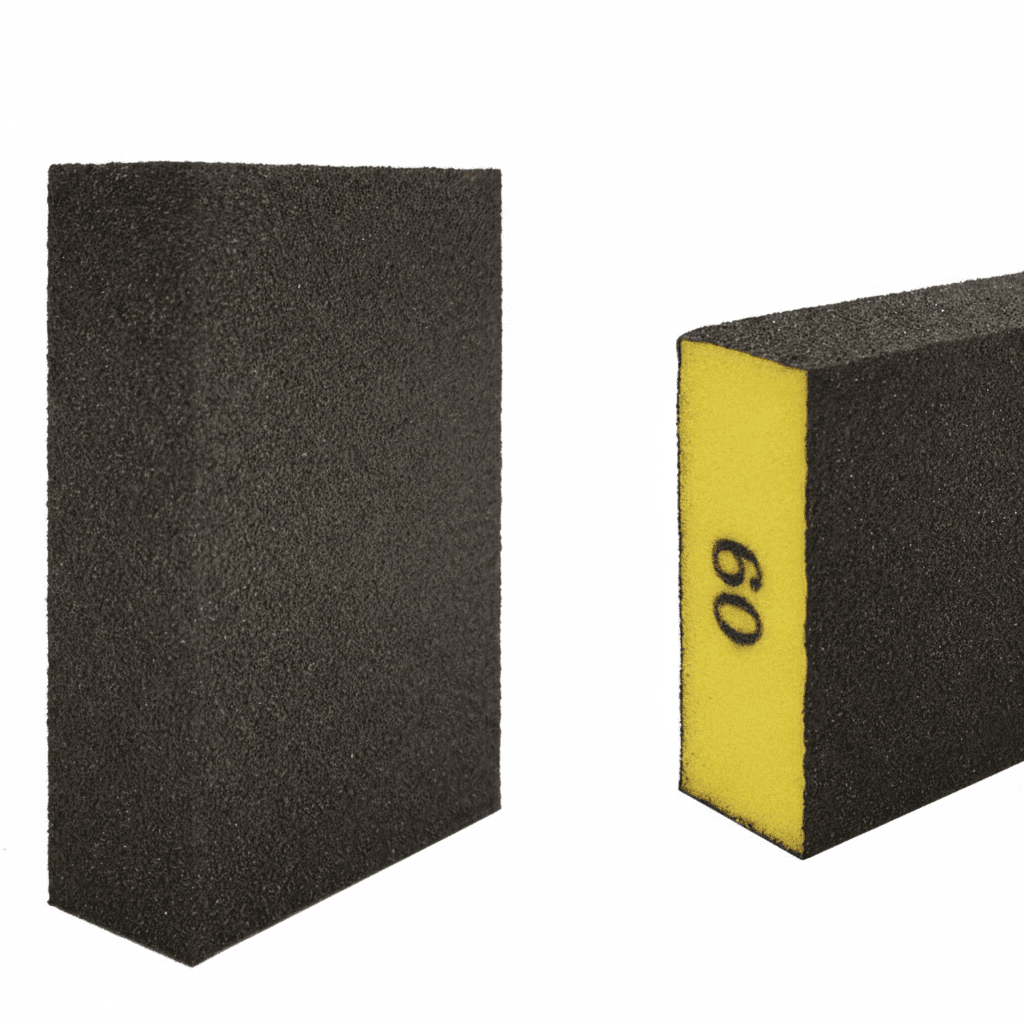 A 6-piece set of sanding block sander sponges with coarse, medium, and fine grits, suitable for a bench sander.