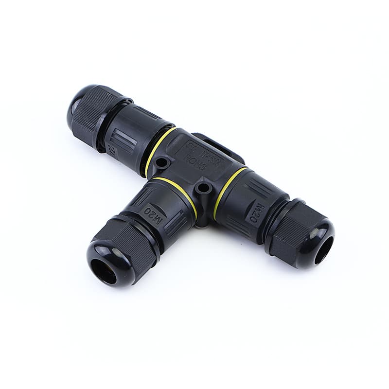An IP68 cable waterproof connector, a T-type three-way branching device for outdoor rainproof wiring.