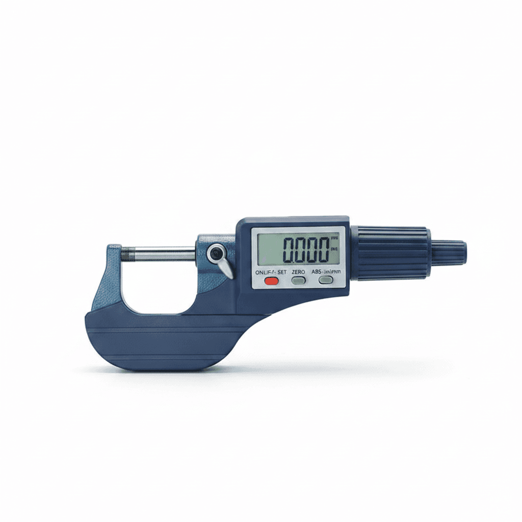Precision digital micrometer, 0-25mm range, 0.001mm accuracy, for exact outside measurements.