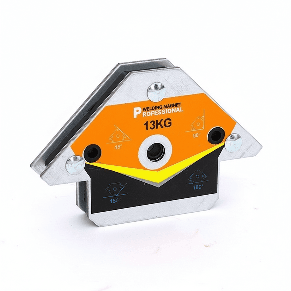 A 13KG magnetic welding square, an arrow-shaped holder for precise angle soldering.