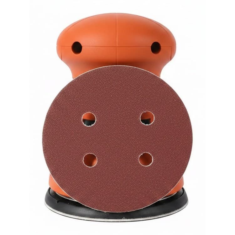 Various 8-hole 125mm sanding discs for a disc sander, ideal for woodworking and metal grinding.