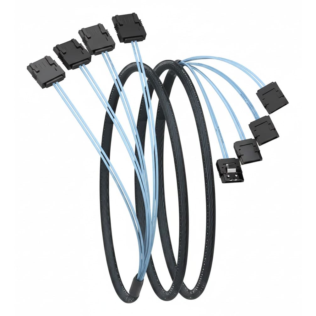 A set of SATA to SATA cables, 6 ports, SATA 3.0 date cable 7-pin for server and NAS PC.