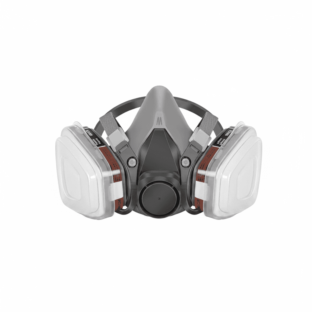 A 6200 half-face respirator mask with dust and gas filters, suitable for industrial painting and spraying.