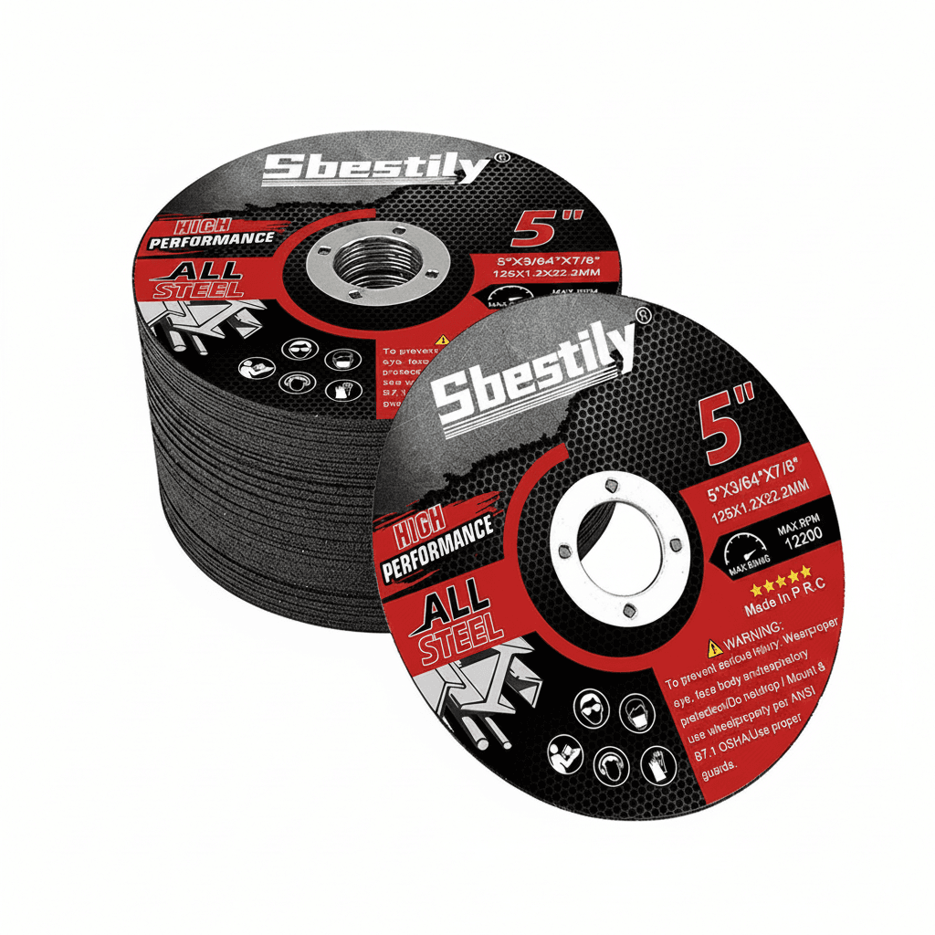 A set of five circular resin saw blades designed for a disc sander, suitable for cutting various materials.