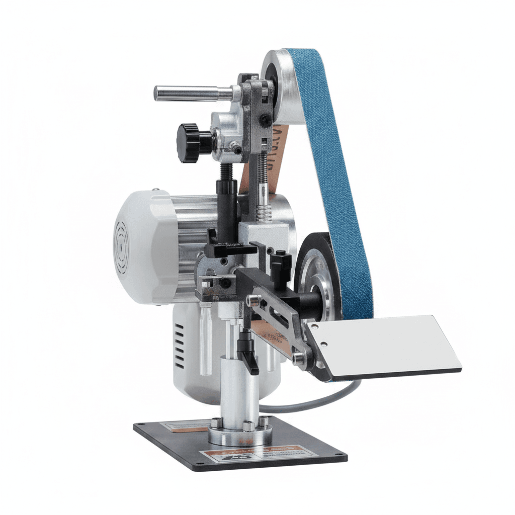 SucceBuy 30x1-inch variable speed belt sander with VFD, 550W, for metalworking and knife making.