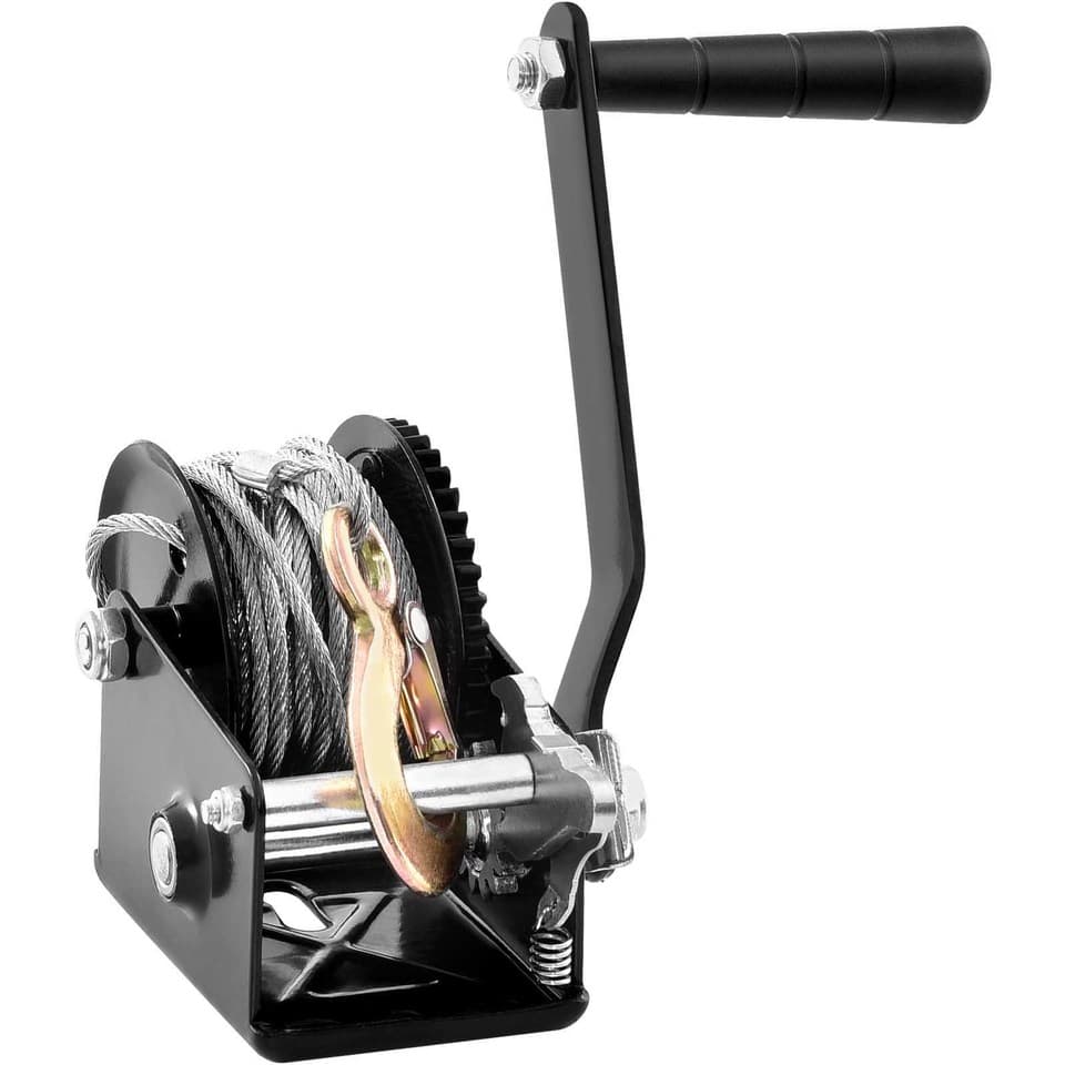 Crank Come Along Winch | Two-Way Ratchet | 33ft Steel Cable for Boats