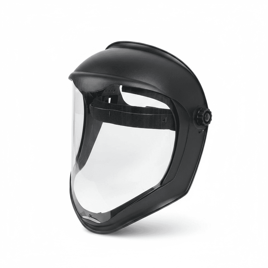 A clear anti-fog full face shield, providing dustproof protection for cutting, grinding, and kitchen tasks.