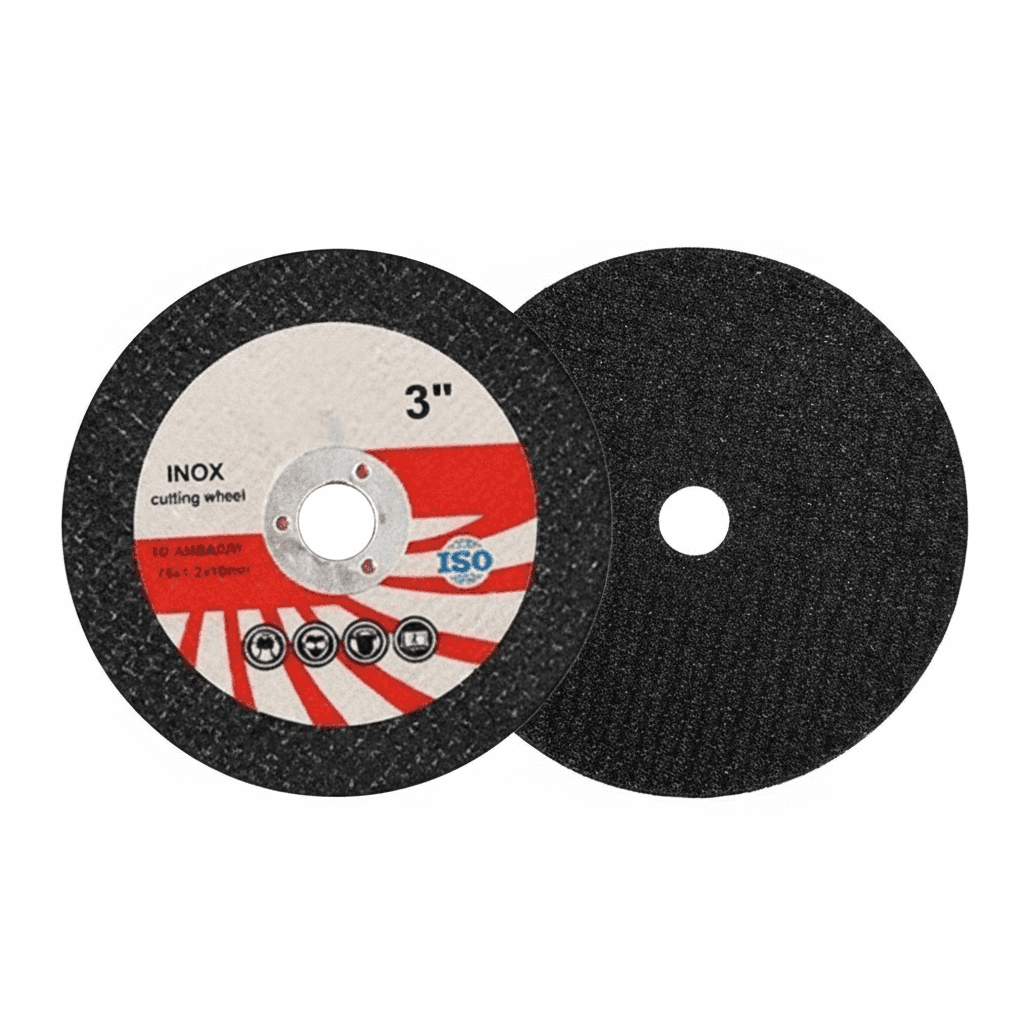 A 10-piece set of 75mm resin cutting discs, corundum and zirconium grinding wheels for a disc sander, shown in a close-up.
