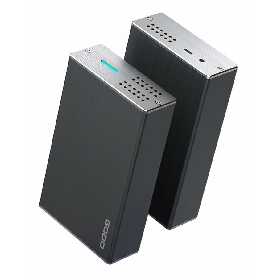 GODO 2-Bay RAID external hard drive enclosure, USB 3.0 dual dock for 2.5" SATA SSD/HDD, tool-free.